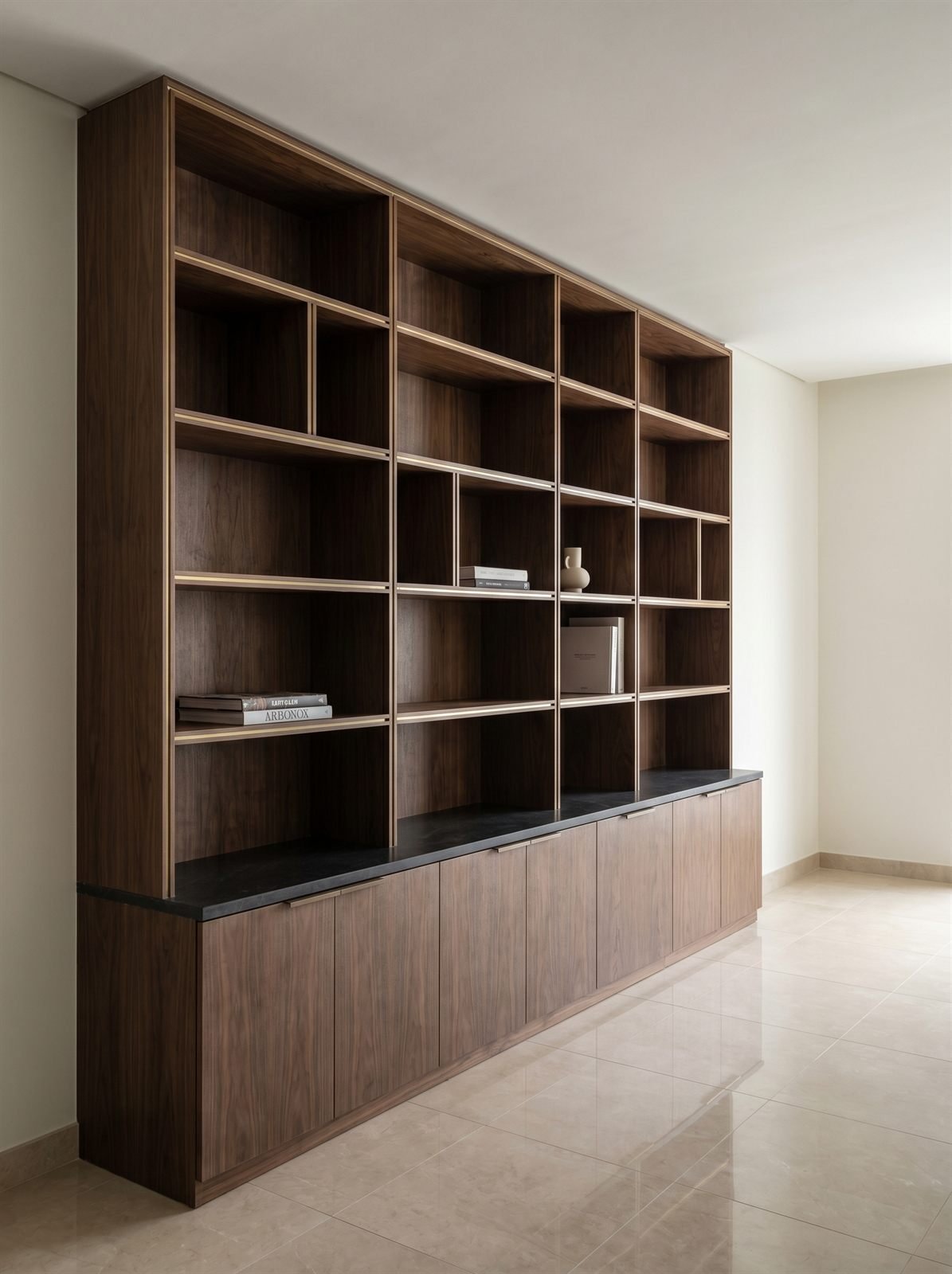 Bespoke office wall shelving unit, Dubai