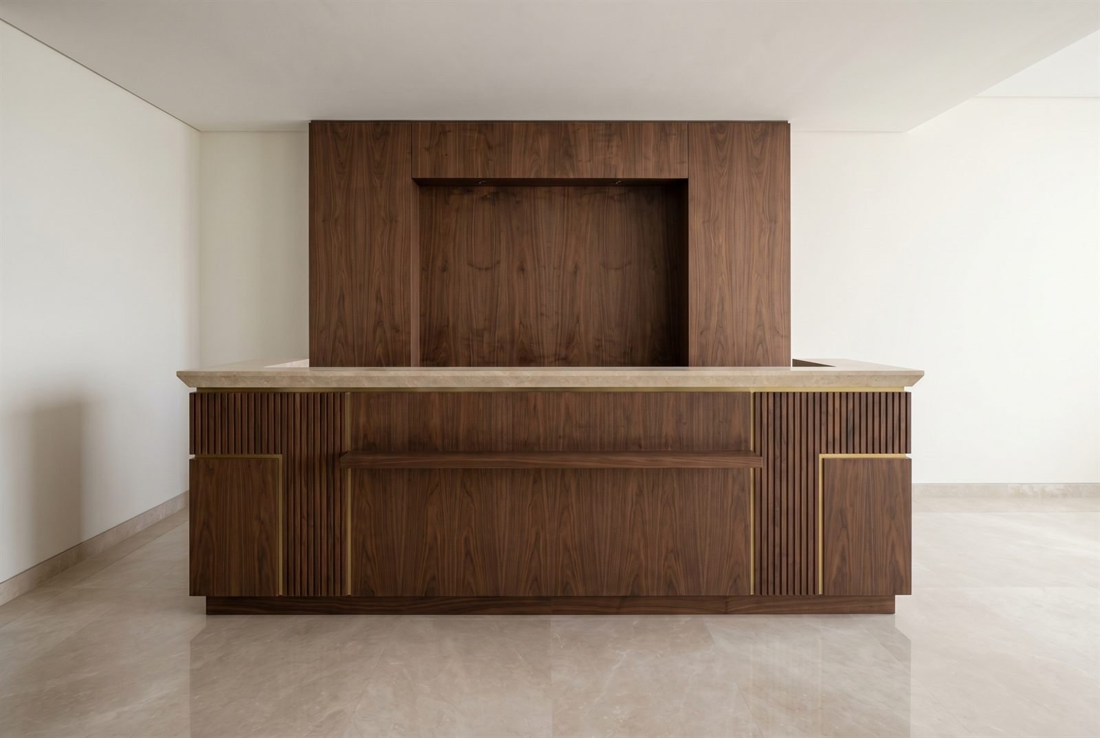 Reception counter in a Dubai corporate office lobby