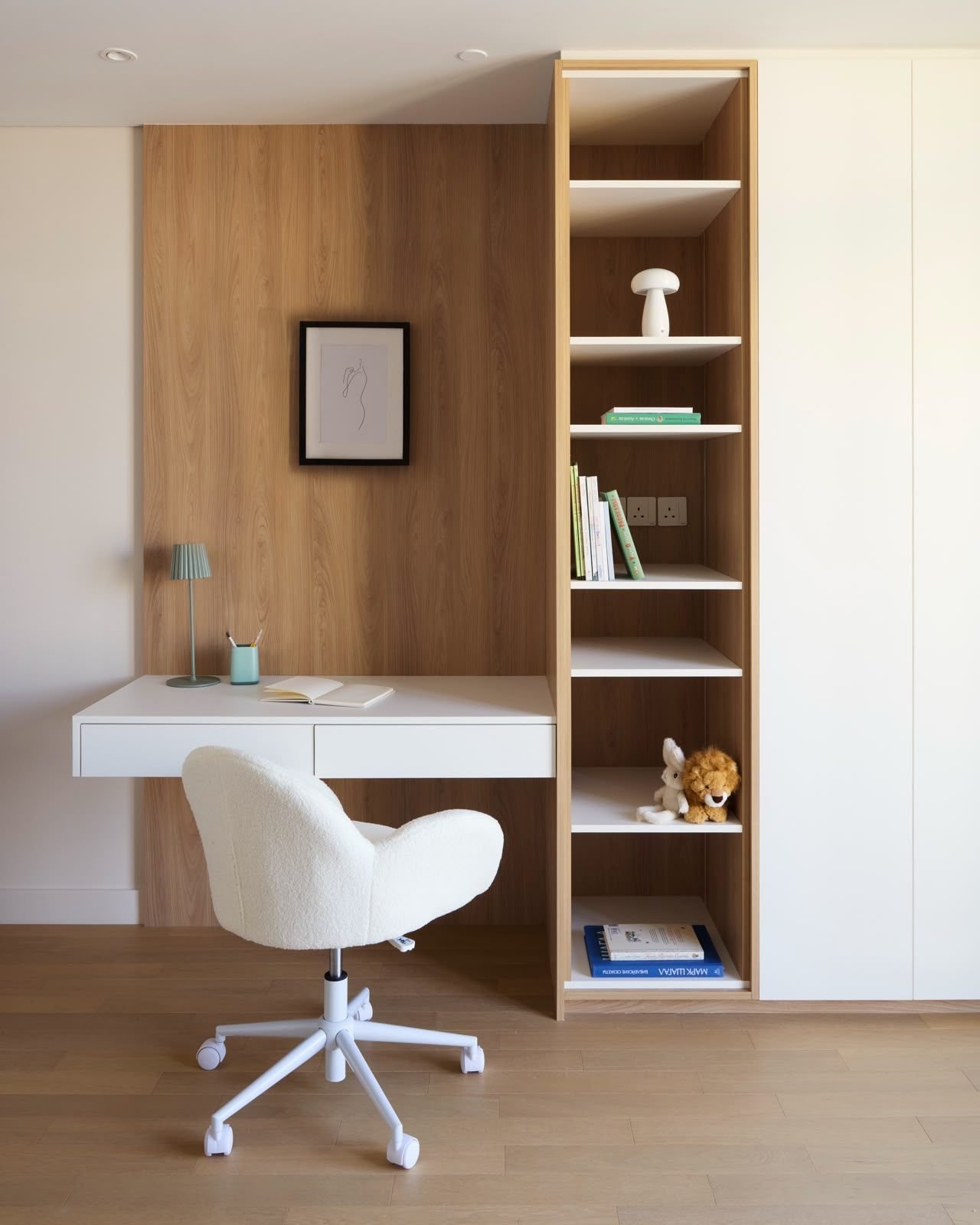 Built-in study desk with adjoining bookshelf, Dubai