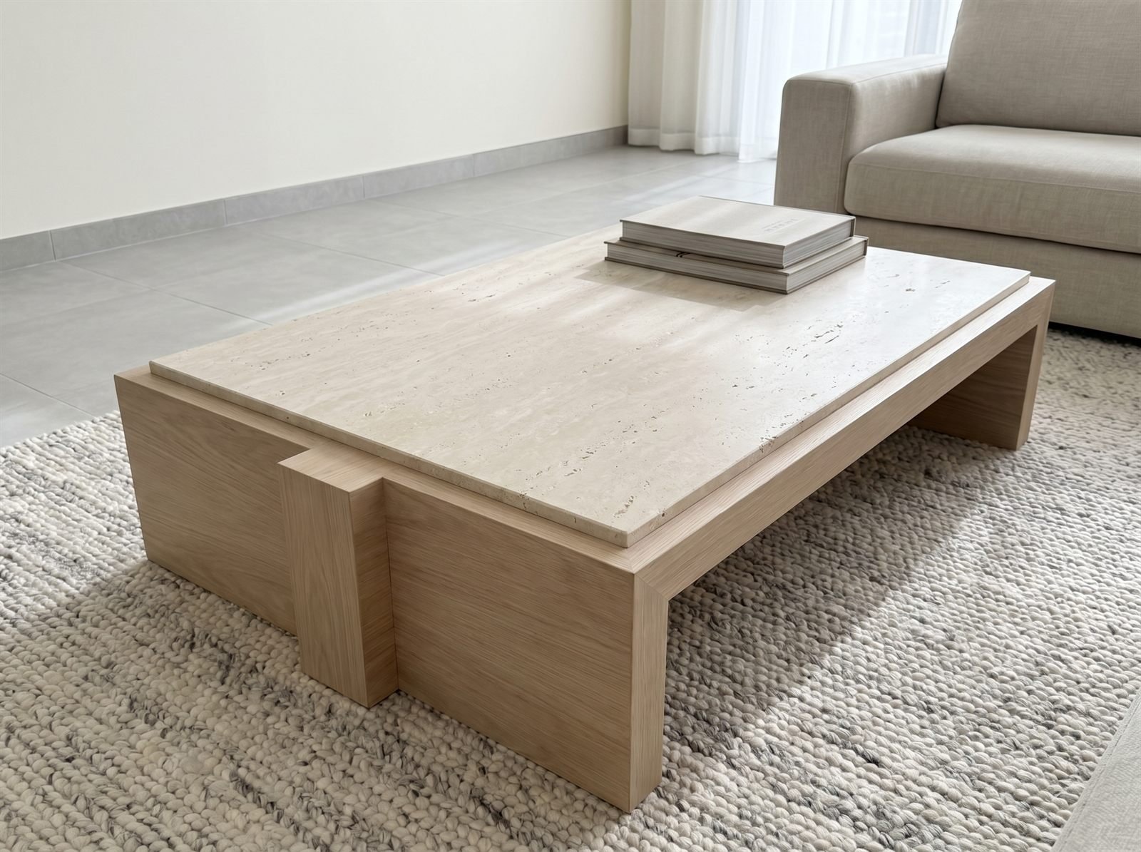 Sculpted timber centre table, Dubai