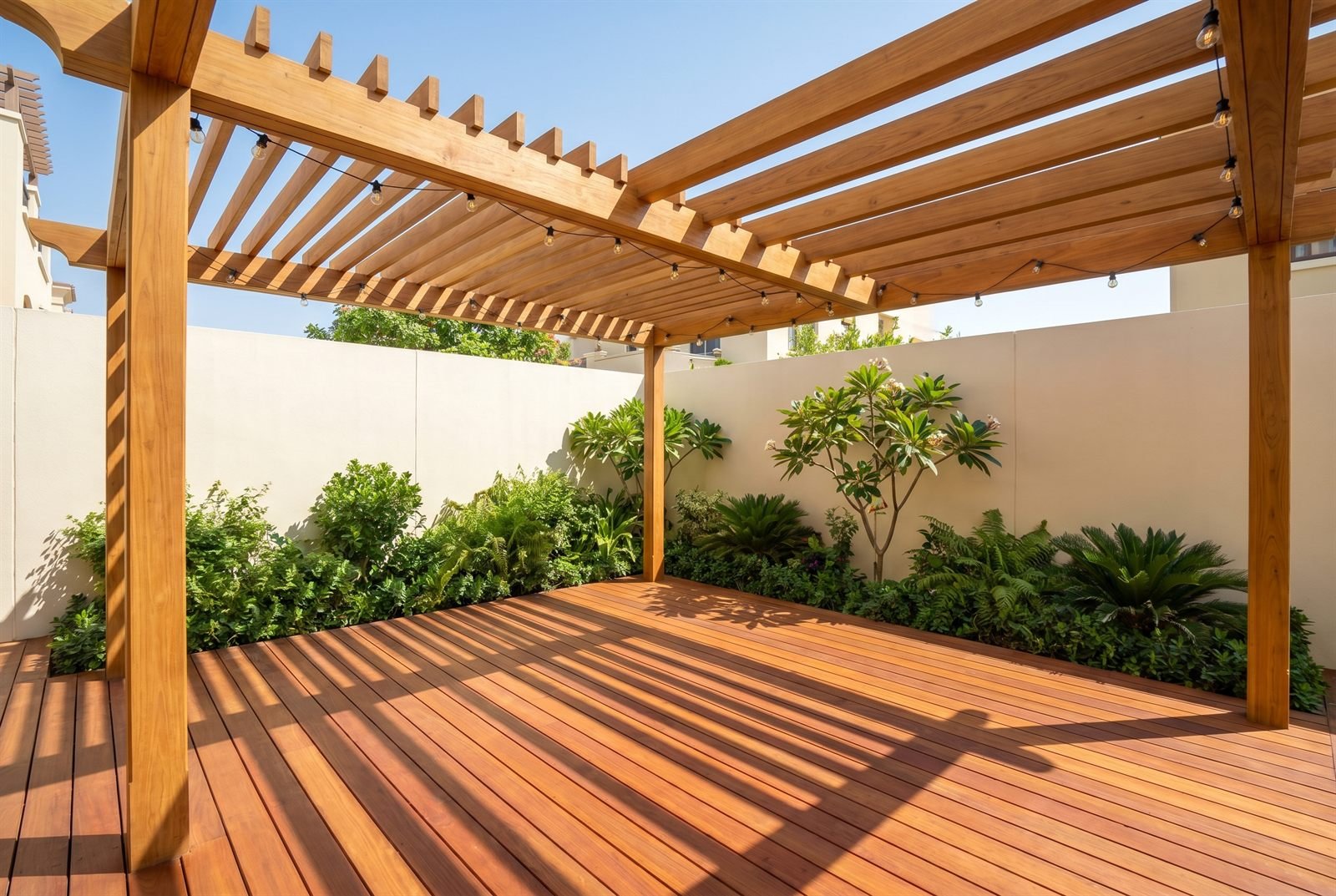 Timber-frame outdoor pergola, Dubai